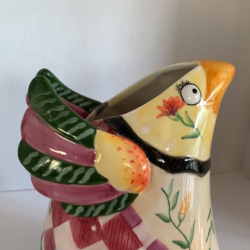 FITZ AND FLOYD bright colored chicken pitcher, Gypsy Chicks - Picture 3 of 9